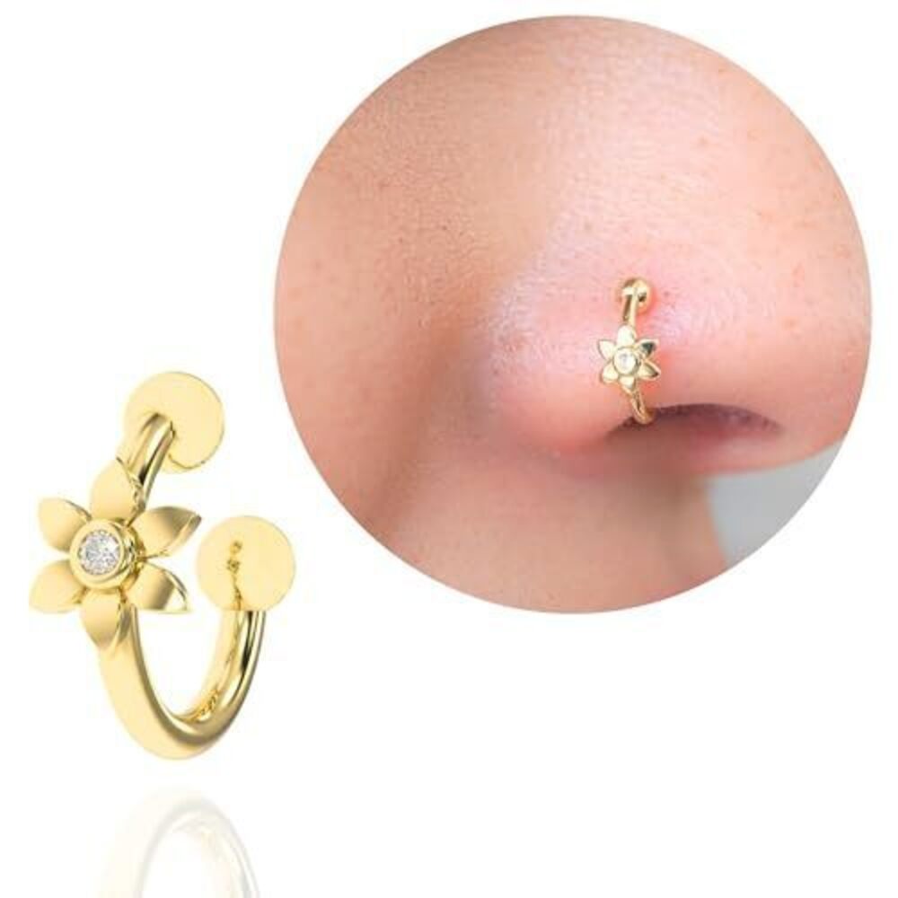 4980 925 Sterling Silver 18K Gold Vermeil Nose Ring and Girls, Dainty Hoop